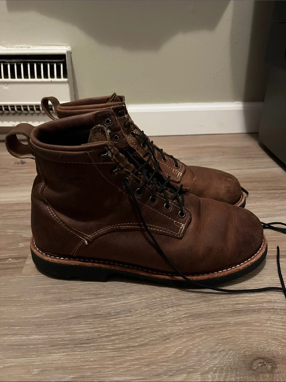 Men's Brown Leather Lace-Up Work Boots